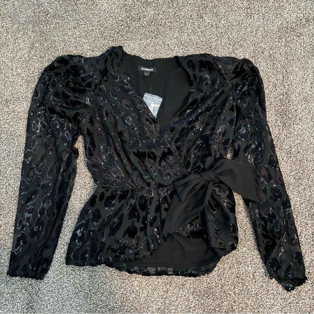 Express Black Wrap Top